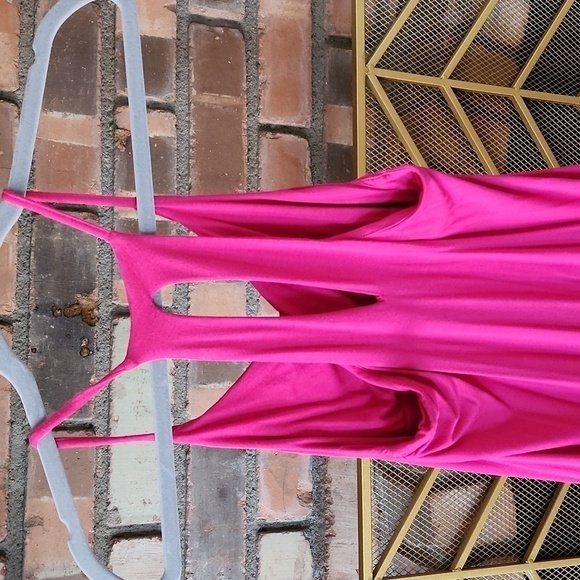 TABITHA Webb Womens Maxi Dress. Size Small Hot Pink High Low Spaghetti Strap - Picture 8 of 12